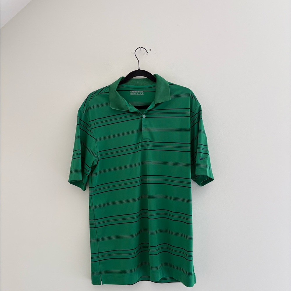 Nike Green and Black Polo Shirt Sporty Design
